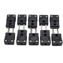 Type J Thermocouple Connectors, Mini Male and Mini Female, Black, 5 Pack / 5 Sets
